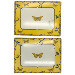 Lynn Chase Butterfly Bamboo Cork Backed Pimpernil Placemats Yellow Set of 2